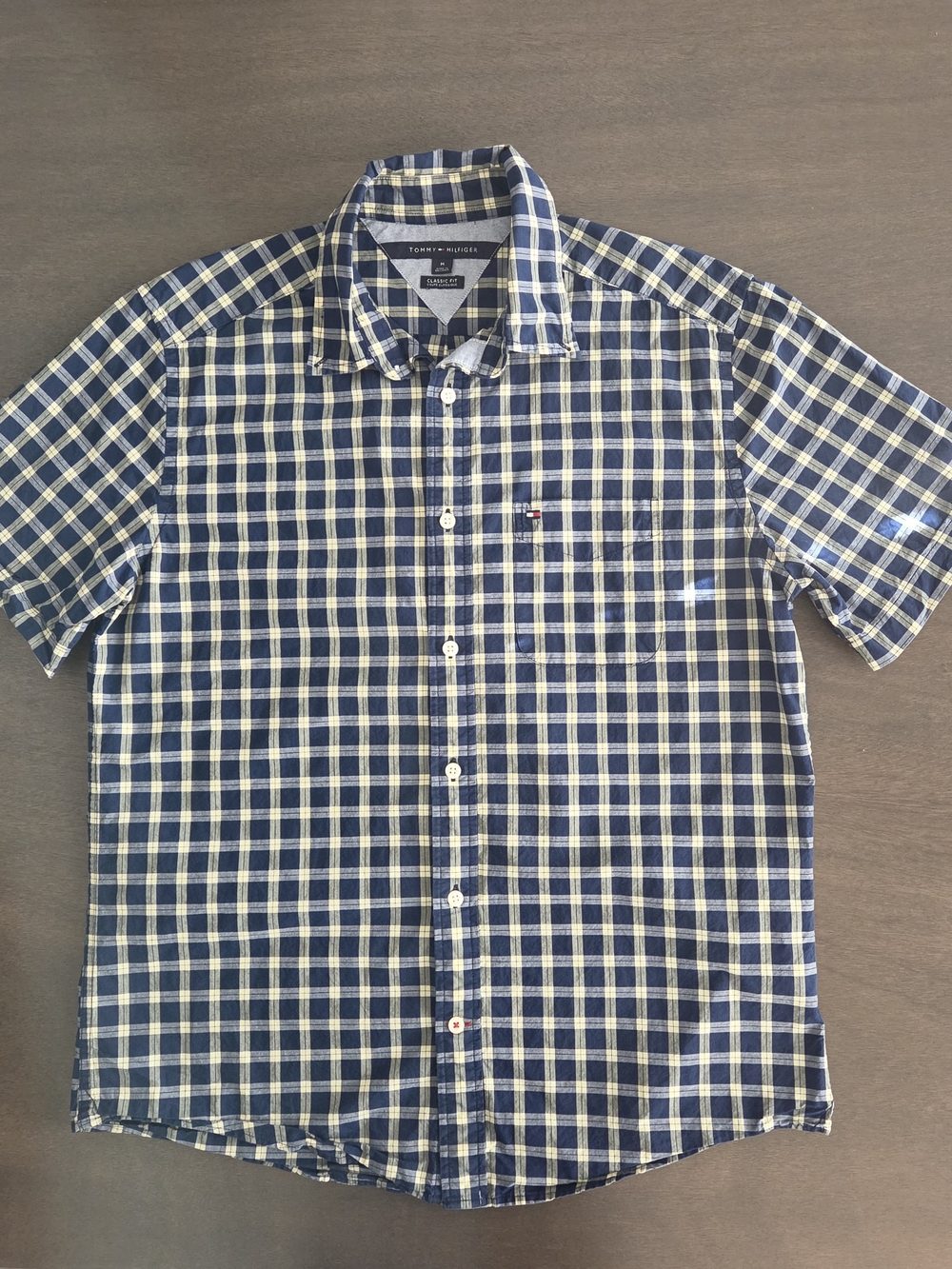 Vintage Tommy Hilfiger Classic Fit Men's Plaid Cotton Shirt Size Medium